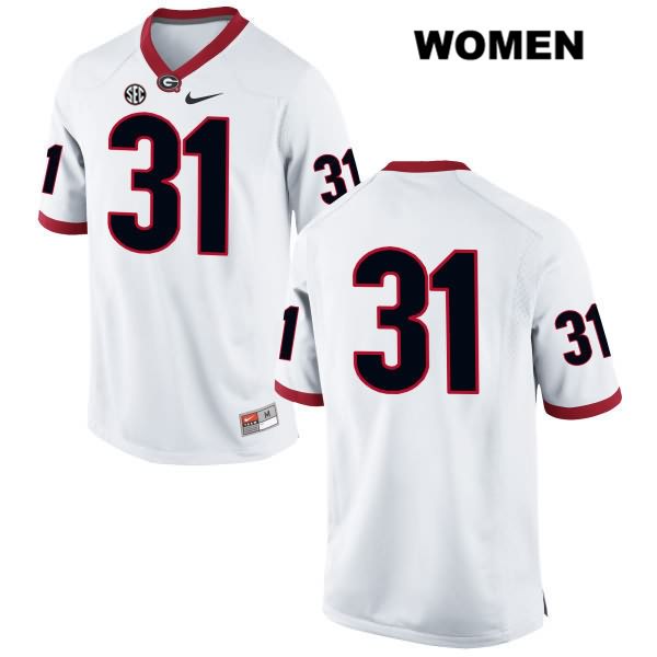 Georgia Bulldogs Women's Reid Tulowitzky #31 NCAA No Name Authentic White Nike Stitched College Football Jersey NTK1656OJ